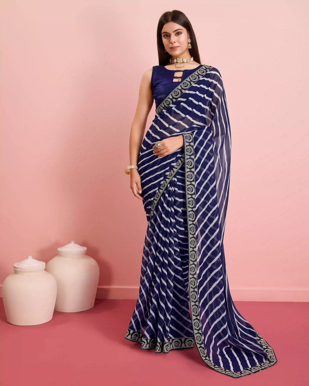 Luxurious Laheriya Georgette Saree | Ideal for Special Occasions & Celebrations