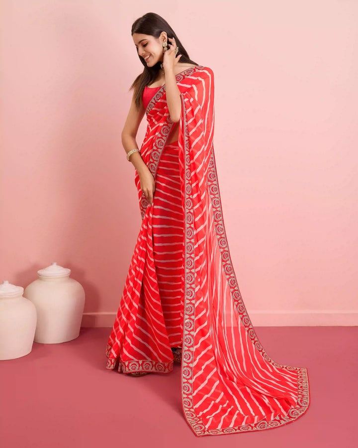 Luxurious Laheriya Georgette Saree | Ideal for Special Occasions & Celebrations