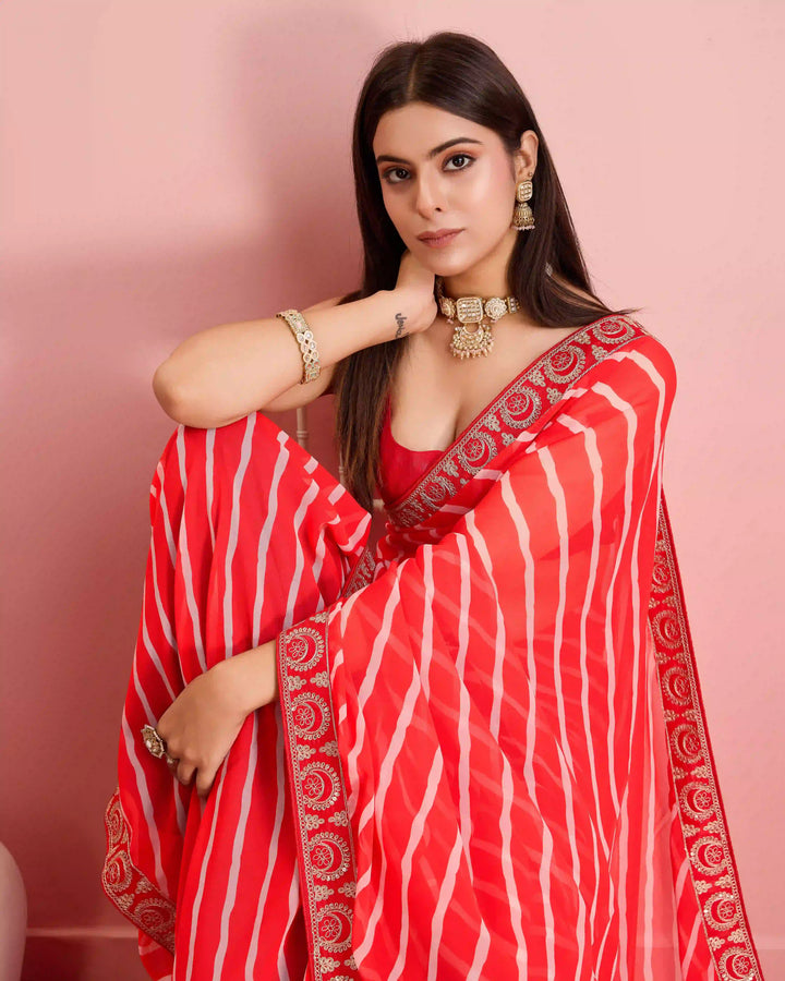 Luxurious Laheriya Georgette Saree | Ideal for Special Occasions & Celebrations