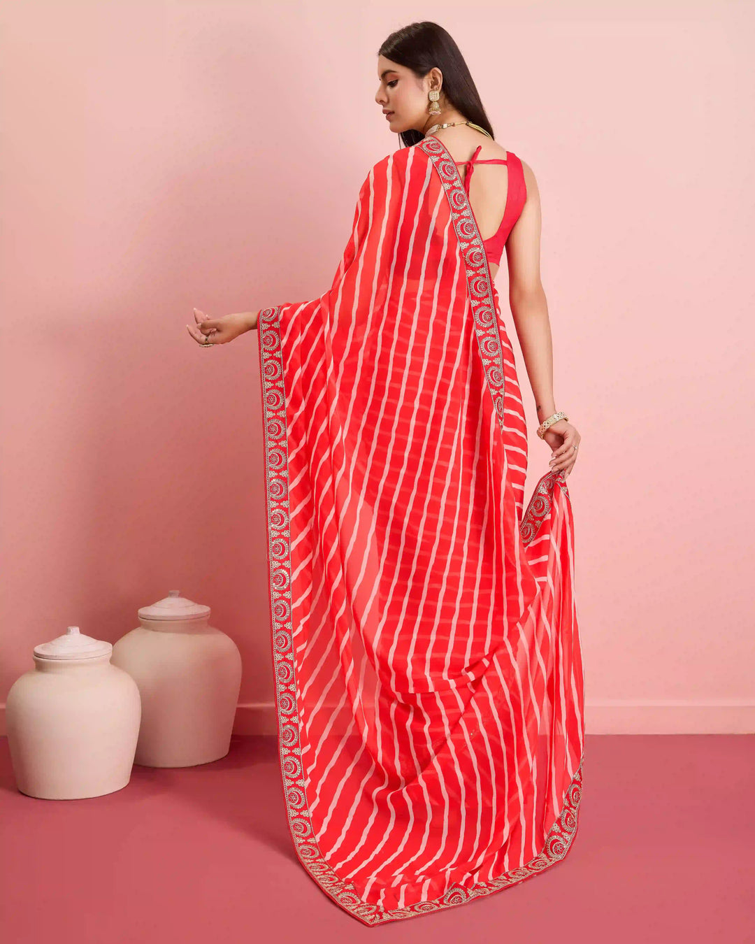 Luxurious Laheriya Georgette Saree | Ideal for Special Occasions & Celebrations