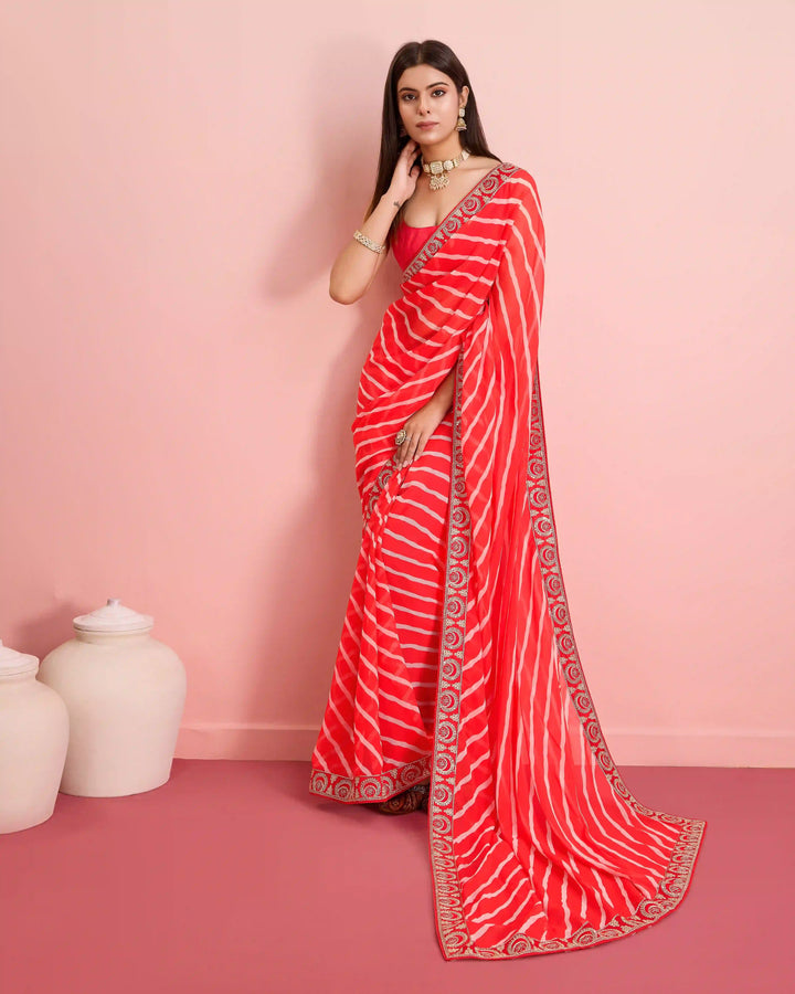 Luxurious Laheriya Georgette Saree | Ideal for Special Occasions & Celebrations