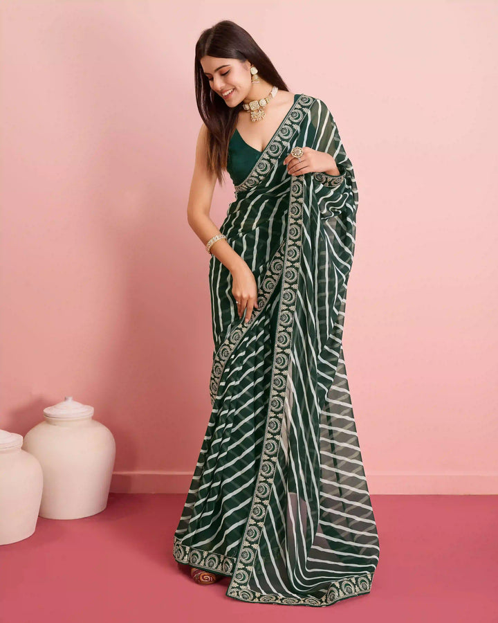 Luxurious Laheriya Georgette Saree | Ideal for Special Occasions & Celebrations