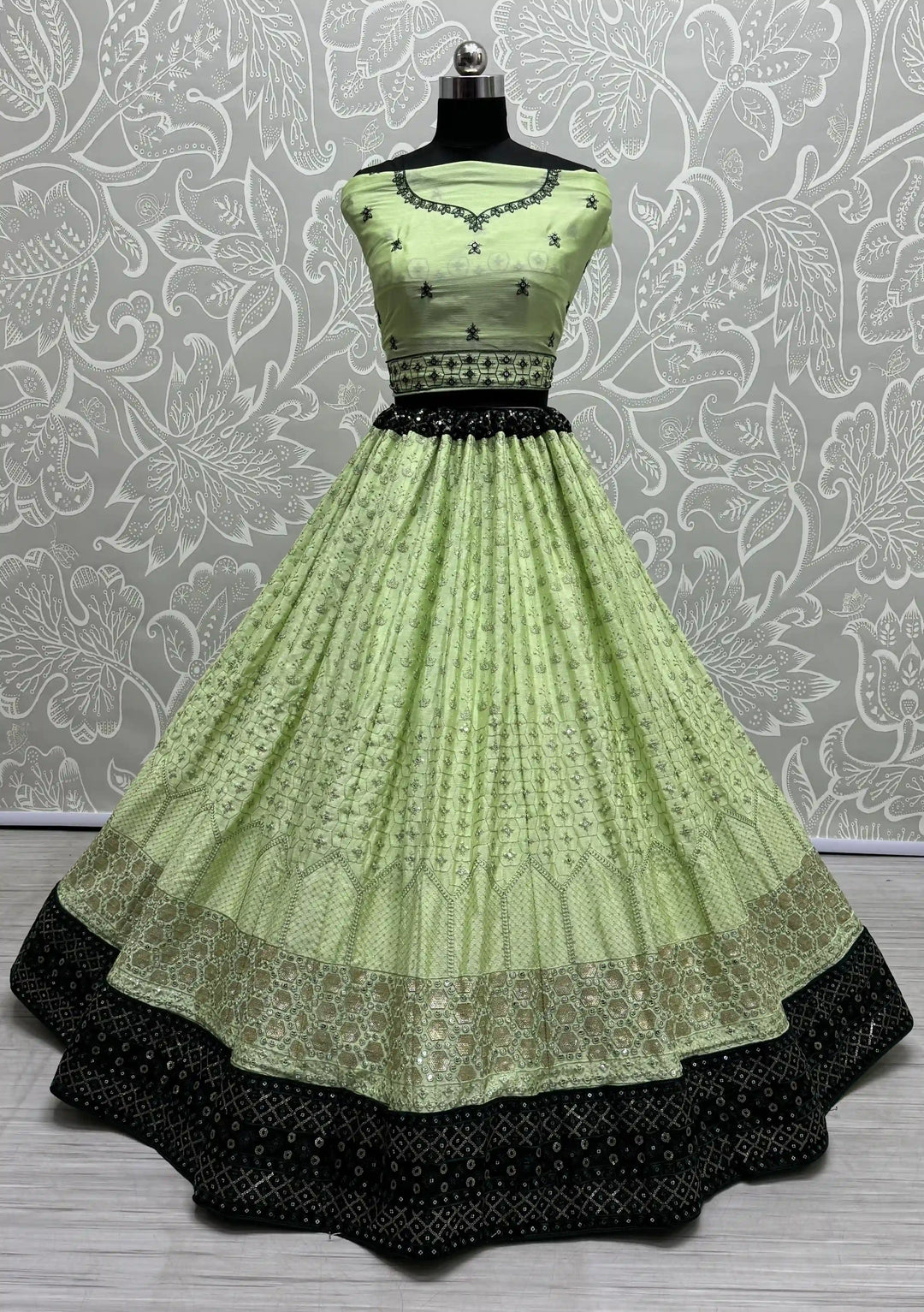 Georgette Lehenga with Thread & Sequin Embroidery | Wedding & Festive Wear