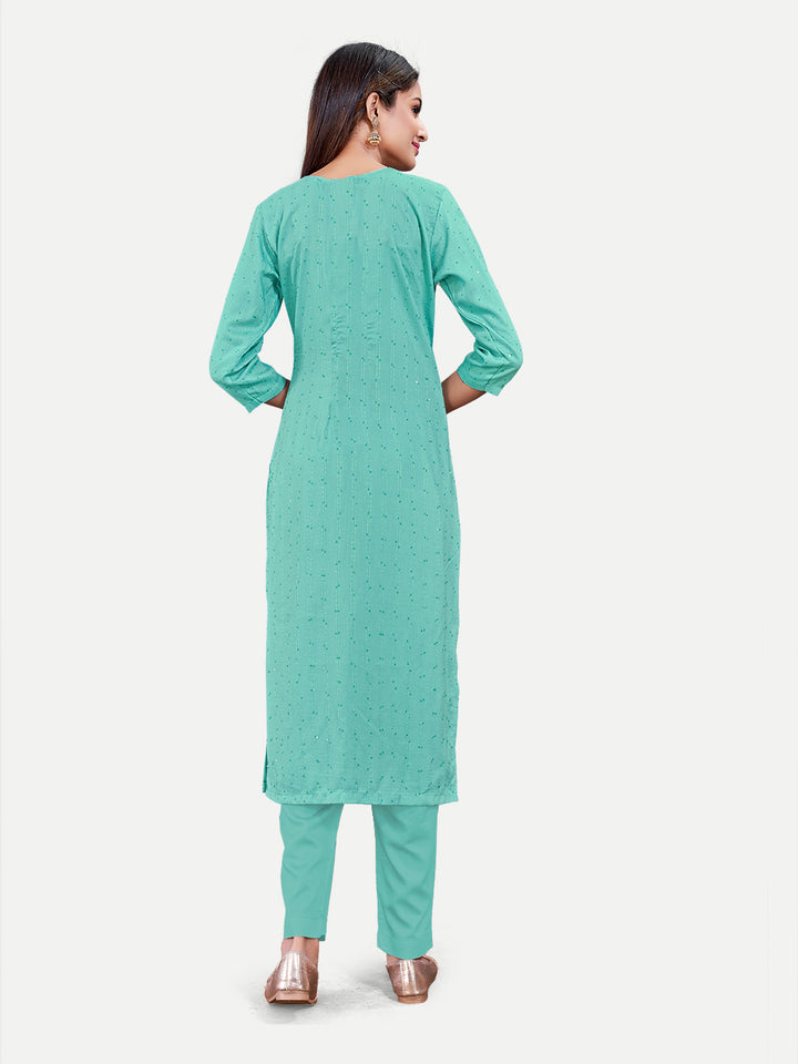 Elegant Blue Cotton Kurti | Designer Embroidery Work for Women