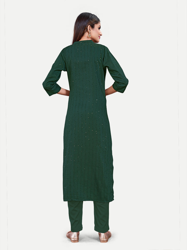 Stylish Green Cotton Kurti | Designer Embroidery Work Indian Style