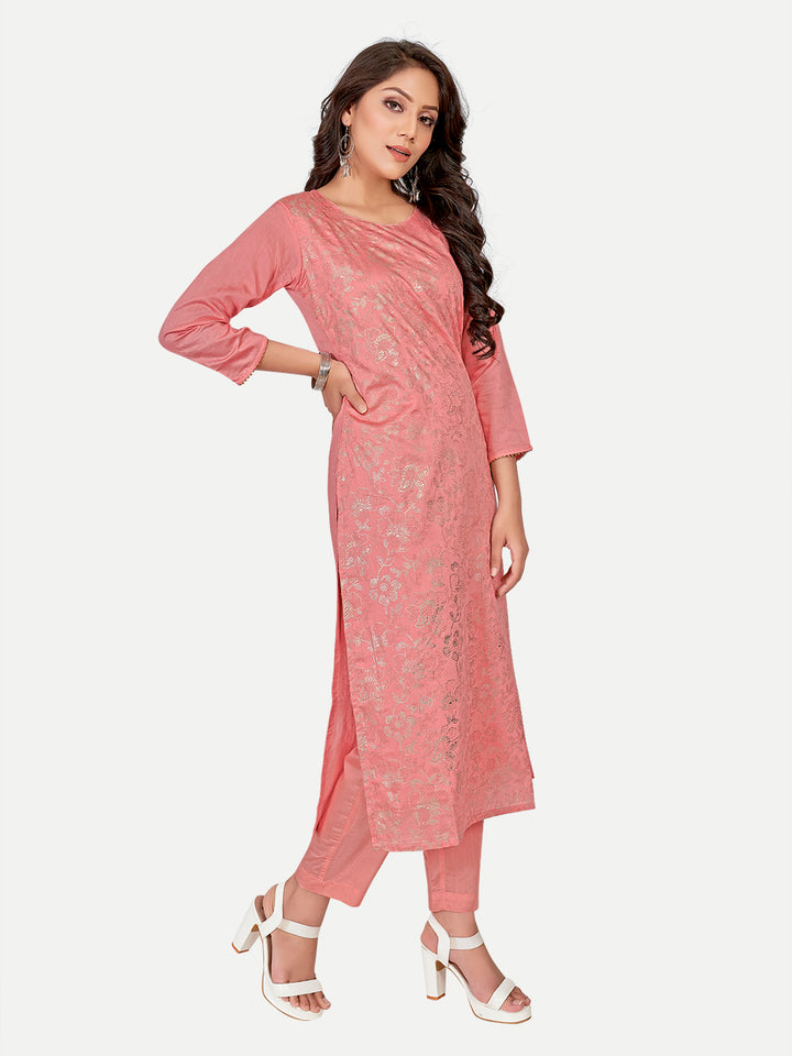 Indian Pink Kurti with Foil Work | Party Wear Kurti | Elegant Festival Outfit