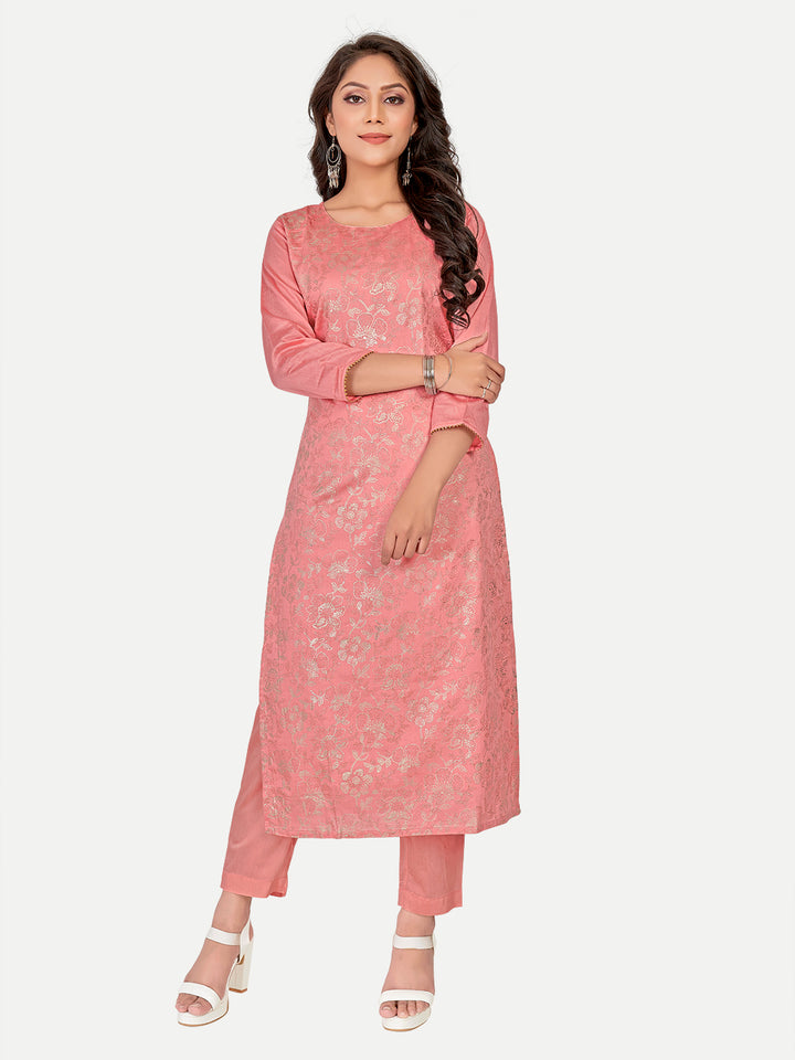 Indian Pink Kurti with Foil Work | Party Wear Kurti | Elegant Festival Outfit