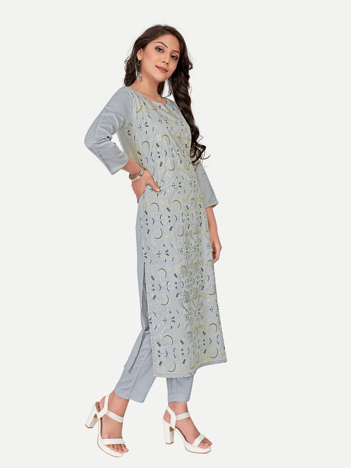 Chic Grey Kurti | Three-Quarter Sleeve Kurta | Party & Office Outfit