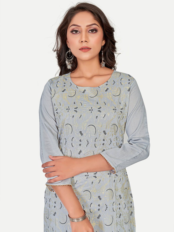 Chic Grey Kurti | Three-Quarter Sleeve Kurta | Party & Office Outfit