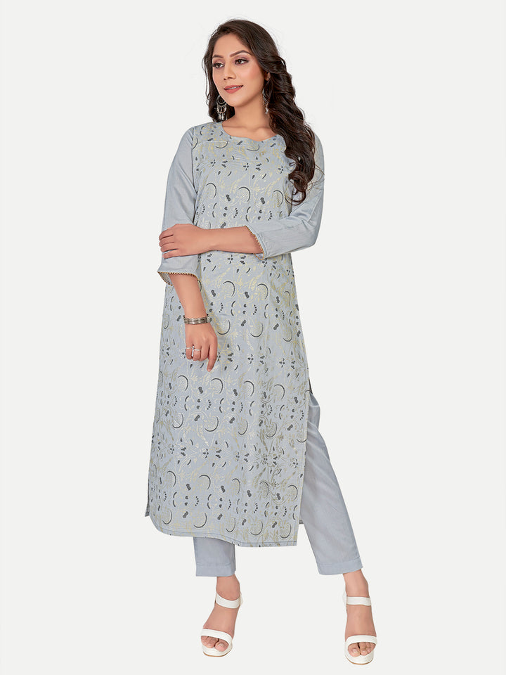 Chic Grey Kurti | Three-Quarter Sleeve Kurta | Party & Office Outfit