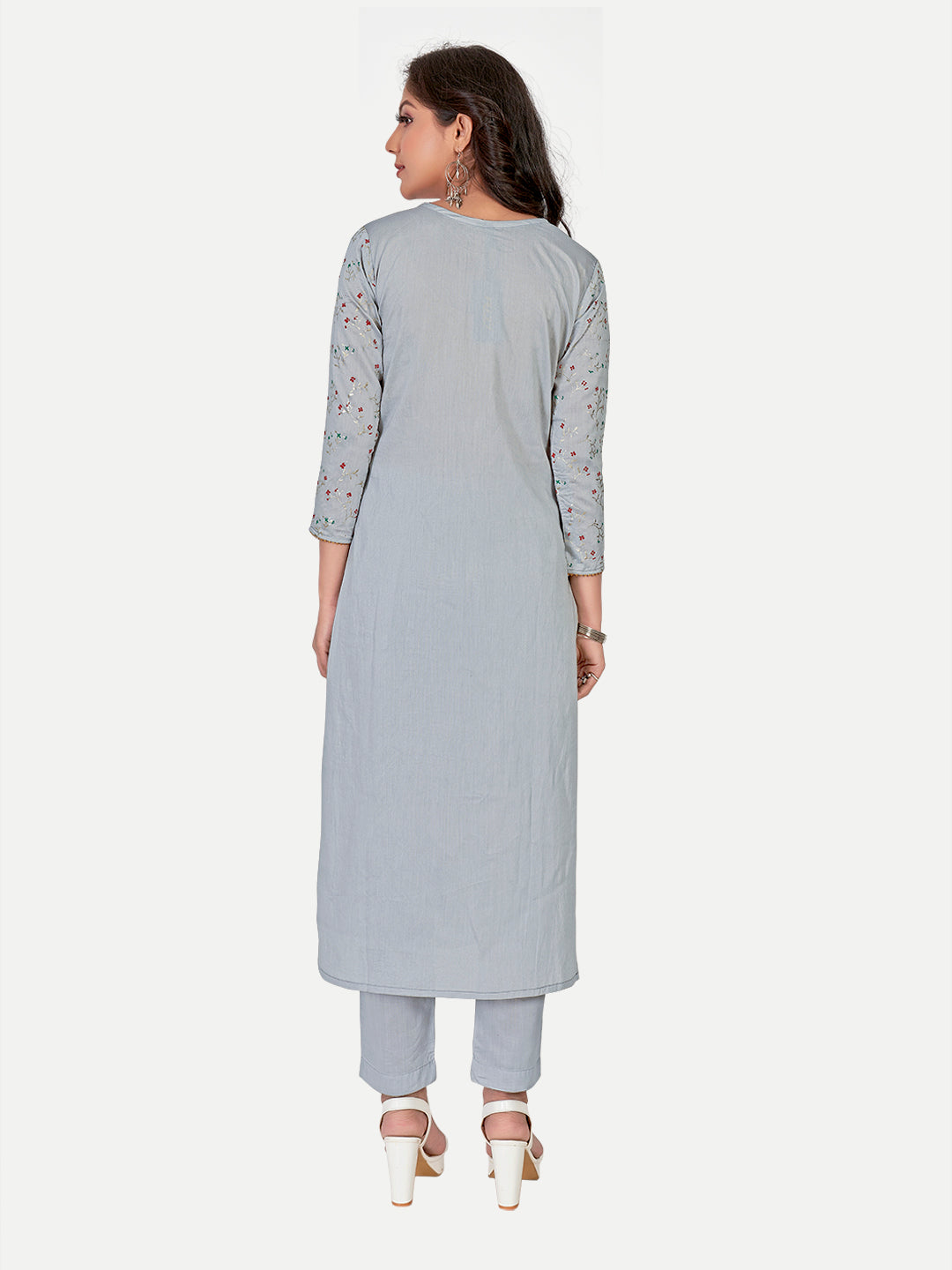 Designer Grey Foil Printed Kurti | Modal Silk Indian Kurti | Elegant Wear