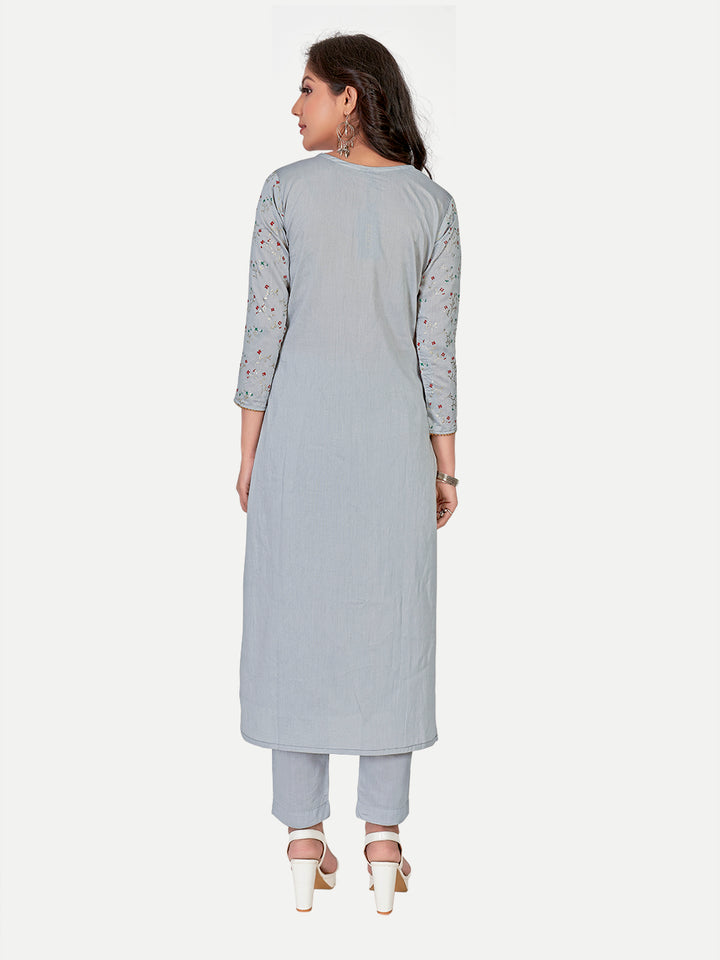 Designer Grey Foil Printed Kurti | Modal Silk Indian Kurti | Elegant Wear