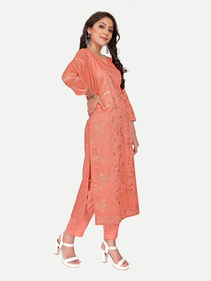 Chic Orange Kurti | Three-Quarter Sleeve Outfit | Party & Wedding Ready