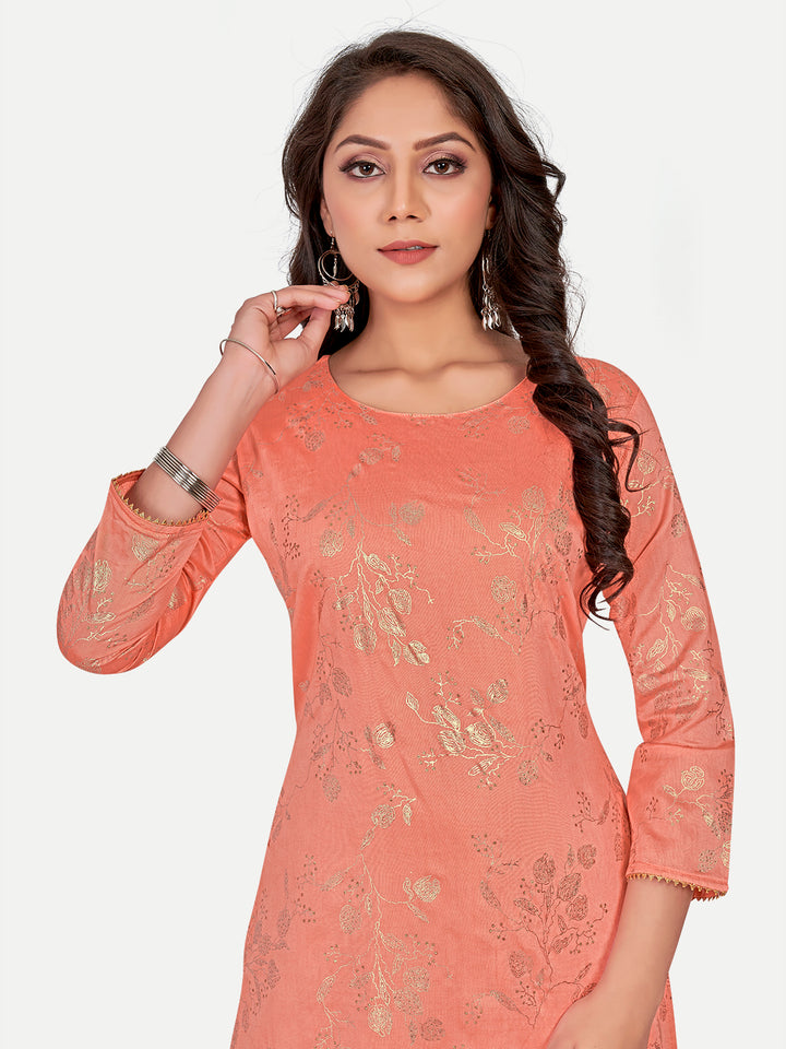 Chic Orange Kurti | Three-Quarter Sleeve Outfit | Party & Wedding Ready