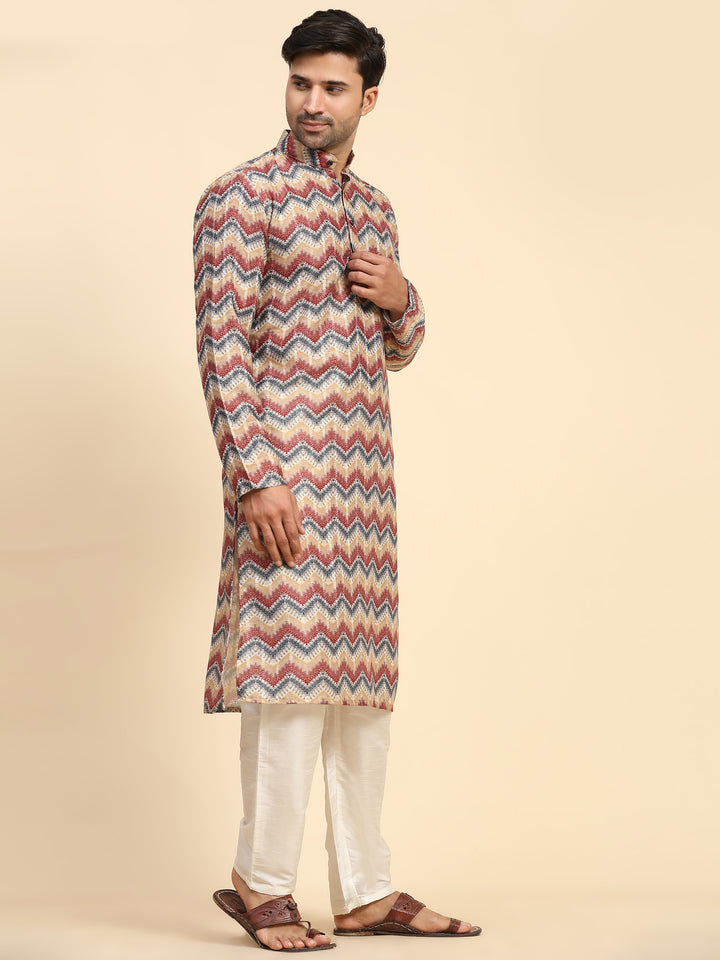 Multicolor Rado Cotton Kurta for Men | Designer Digital Printed Occasion Wear