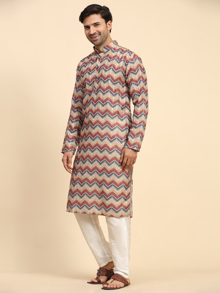 Multicolor Rado Cotton Kurta for Men | Designer Digital Printed Occasion Wear