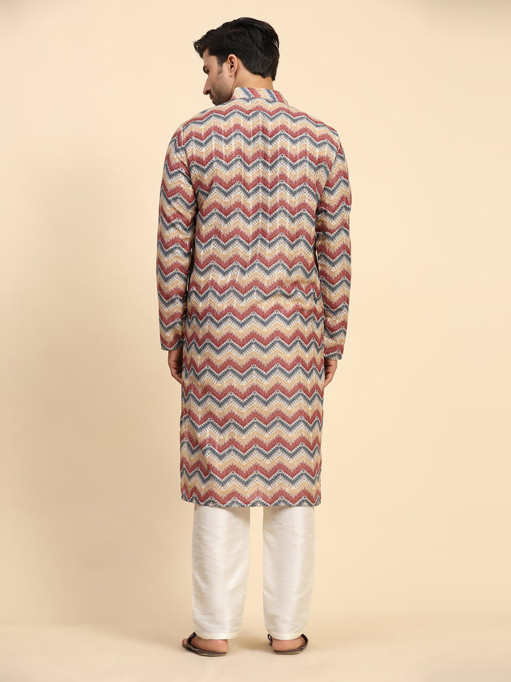 Multicolor Rado Cotton Kurta for Men | Designer Digital Printed Occasion Wear