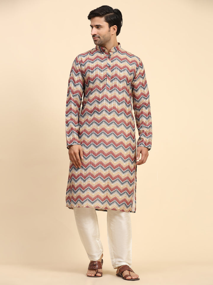 Multicolor Rado Cotton Kurta for Men | Designer Digital Printed Occasion Wear