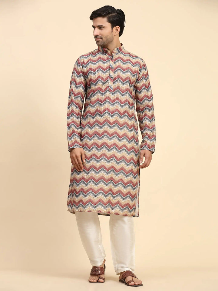 Multicolor Rado Cotton Kurta for Men | Designer Digital Printed Occasion Wear