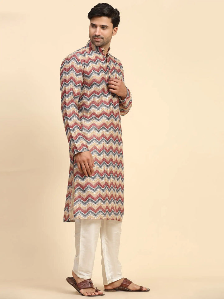Multicolor Rado Cotton Kurta for Men | Designer Digital Printed Occasion Wear