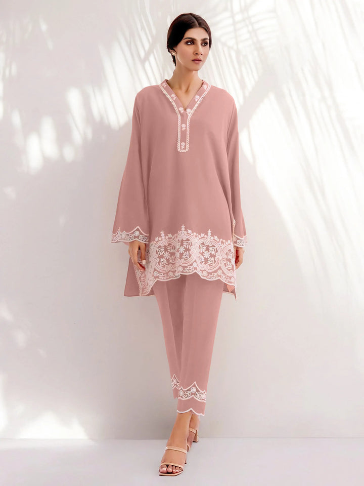 Designer Kurti Set for Women | Embroidery Work V Neck & Full Sleeves