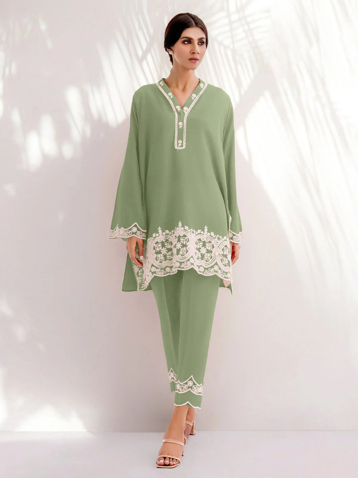 Designer Kurti Set for Women | Embroidery Work V Neck & Full Sleeves