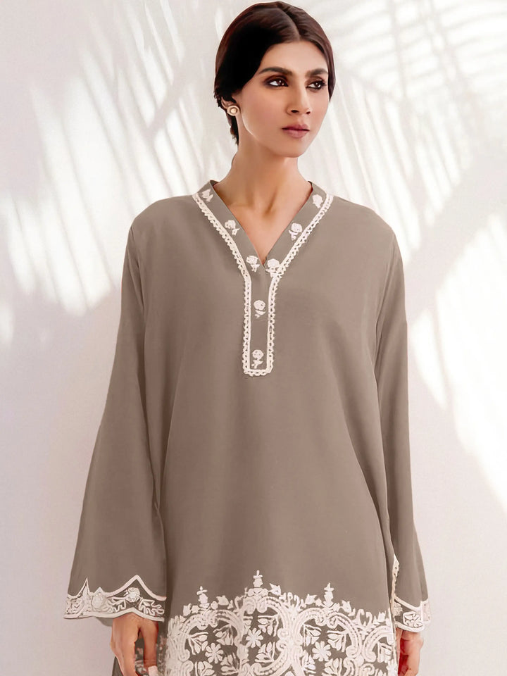 Designer Kurti Set for Women | Embroidery Work V Neck & Full Sleeves