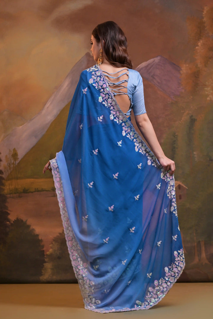 Elegant Georgette Saree with Pedding Sequins | Perfect for Parties and Weddings