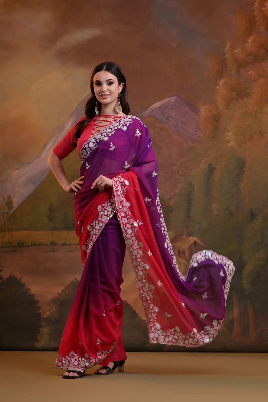 Elegant Georgette Saree with Pedding Sequins | Perfect for Parties and Weddings