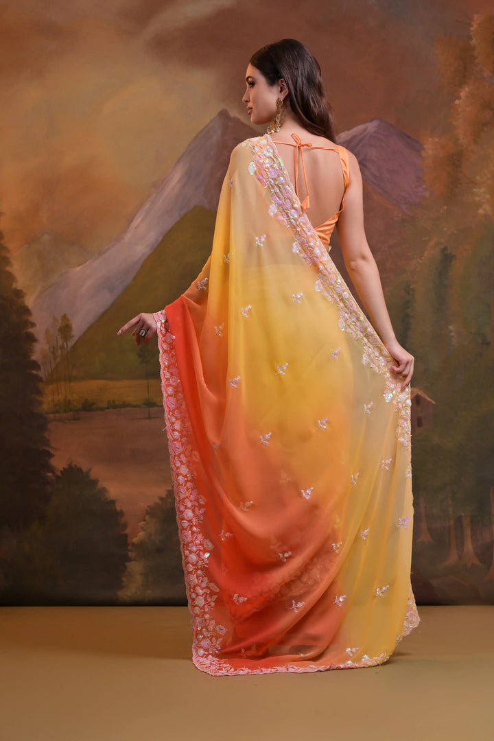 Elegant Georgette Saree with Pedding Sequins | Perfect for Parties and Weddings