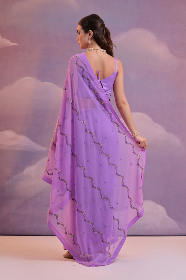 Designer Georgette Saree with Mono-Banglori Blouse | Sequins & Embroidery