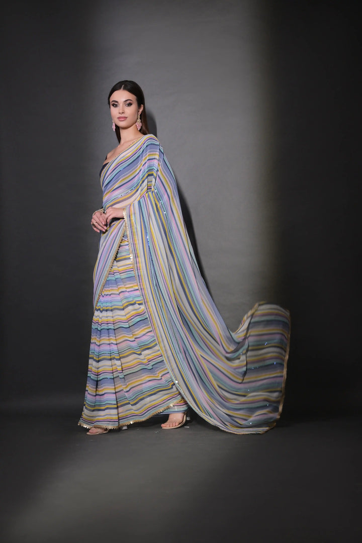 Elegant Georgette Saree with Embroidered Mono-Banglori Blouse | Wedding & Festive