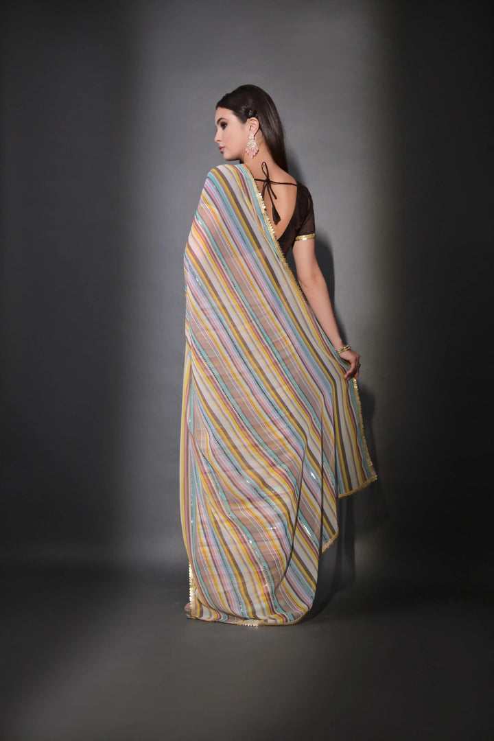 Elegant Georgette Saree with Embroidered Mono-Banglori Blouse | Wedding & Festive