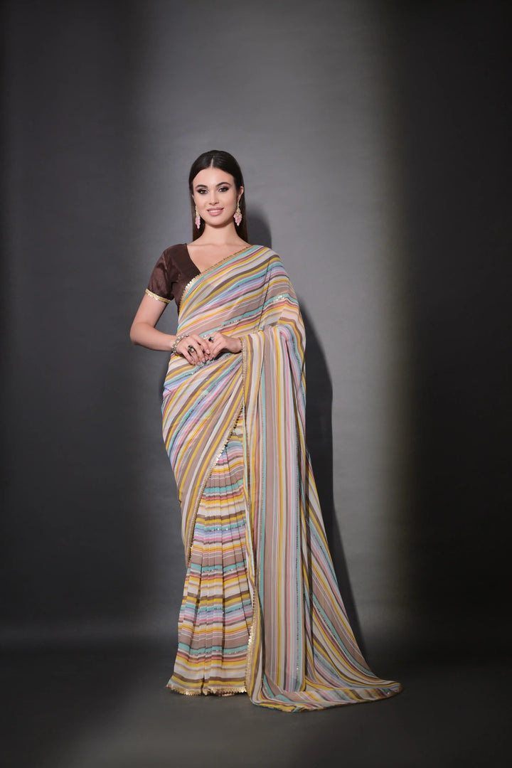 Elegant Georgette Saree with Embroidered Mono-Banglori Blouse | Wedding & Festive