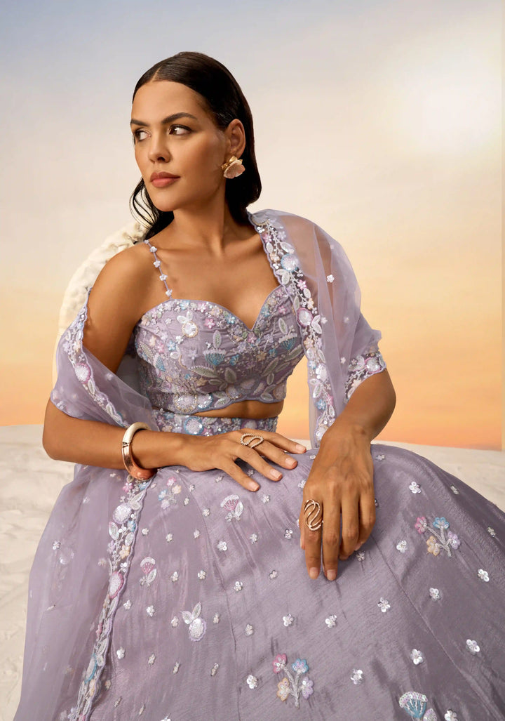 Stunning Partywear Chiffon Lehenga | Heavy Designer Choli with Net Dupatta