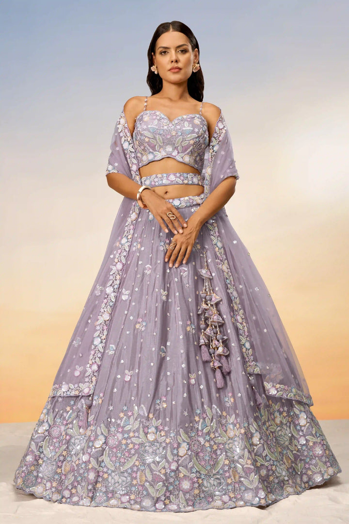 Stunning Partywear Chiffon Lehenga | Heavy Designer Choli with Net Dupatta