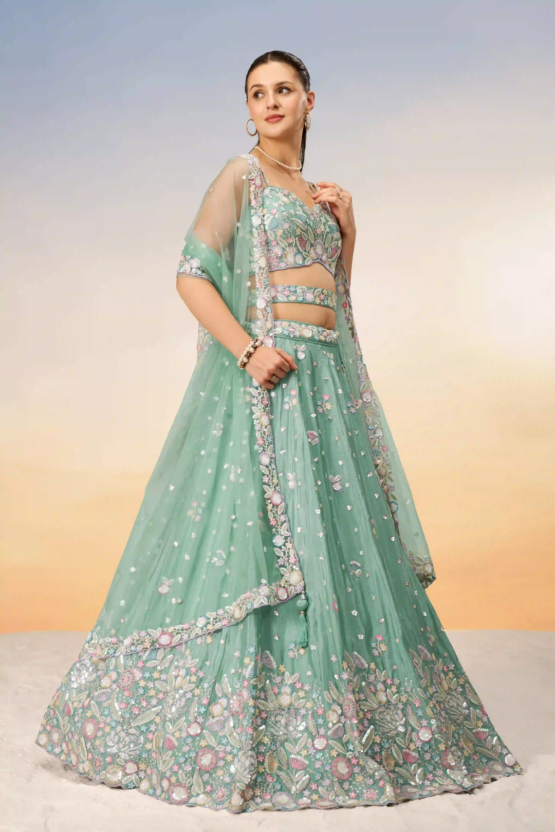 Stunning Partywear Chiffon Lehenga | Heavy Designer Choli with Net Dupatta
