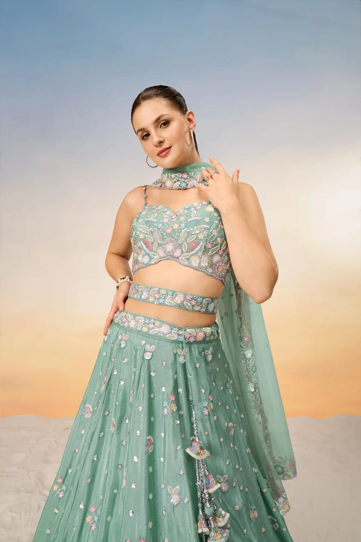 Stunning Partywear Chiffon Lehenga | Heavy Designer Choli with Net Dupatta