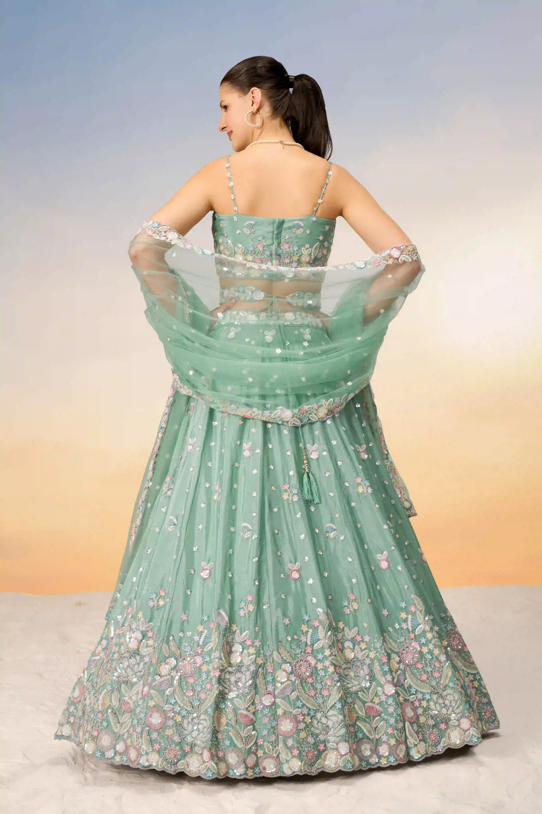 Stunning Partywear Chiffon Lehenga | Heavy Designer Choli with Net Dupatta