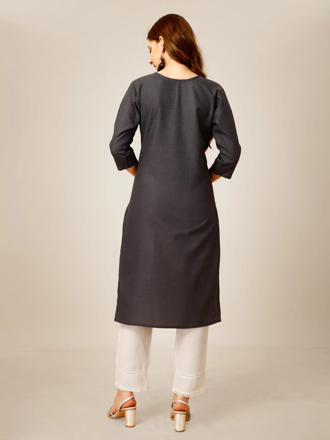 Stylish Embroidery Kurti Set | Three-Quarter Sleeves & Knee-Length