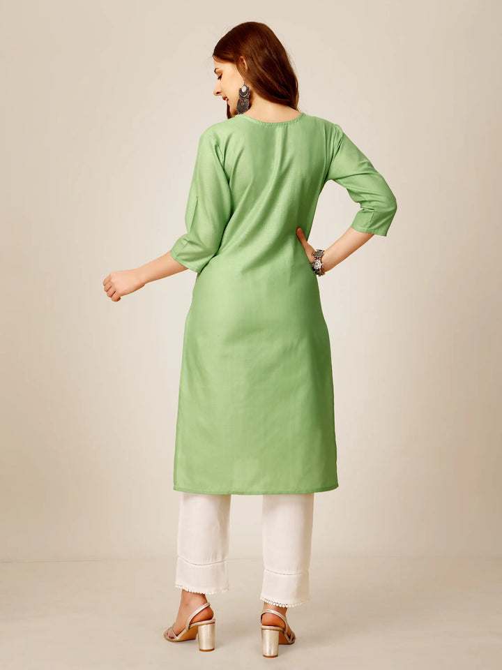 Stylish Embroidery Kurti Set | Three-Quarter Sleeves & Knee-Length