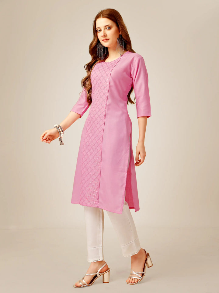 Stylish Embroidery Kurti Set | Three-Quarter Sleeves & Knee-Length
