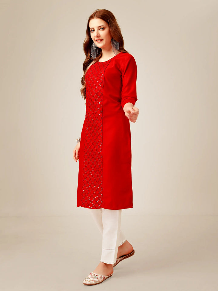 Stylish Embroidery Kurti Set | Three-Quarter Sleeves & Knee-Length