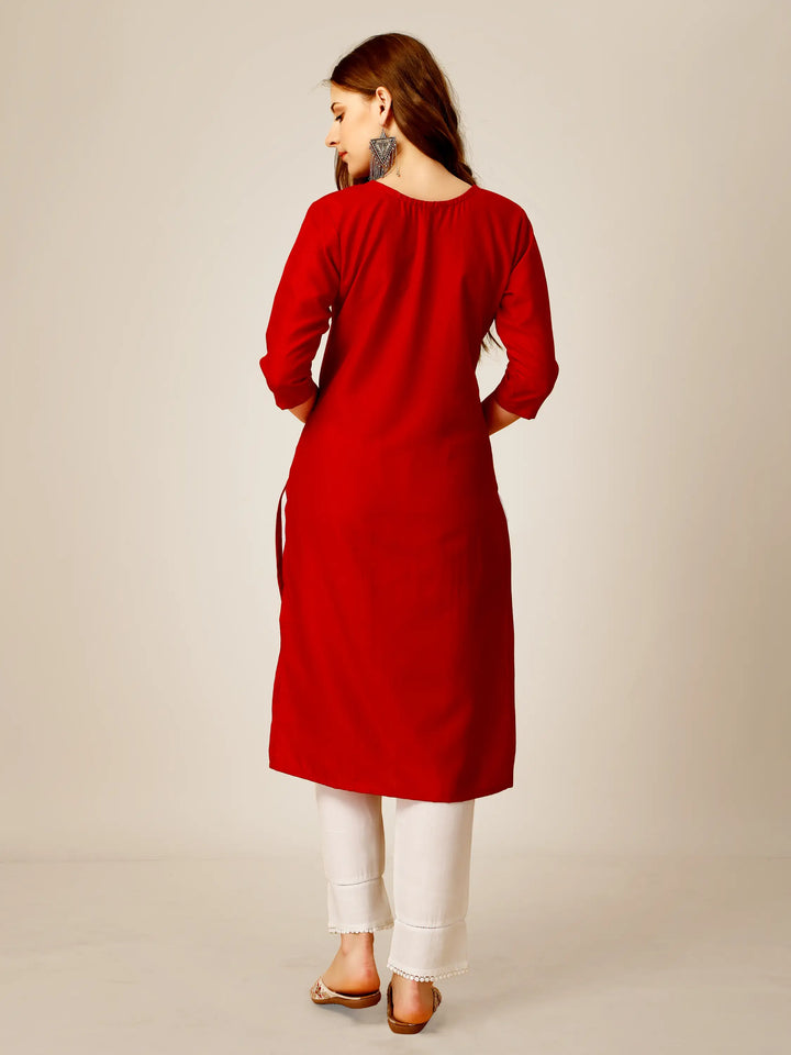 Stylish Embroidery Kurti Set | Three-Quarter Sleeves & Knee-Length