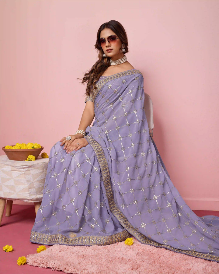 Designer Georgette Saree with Embroidery | Perfect for Weddings & Events