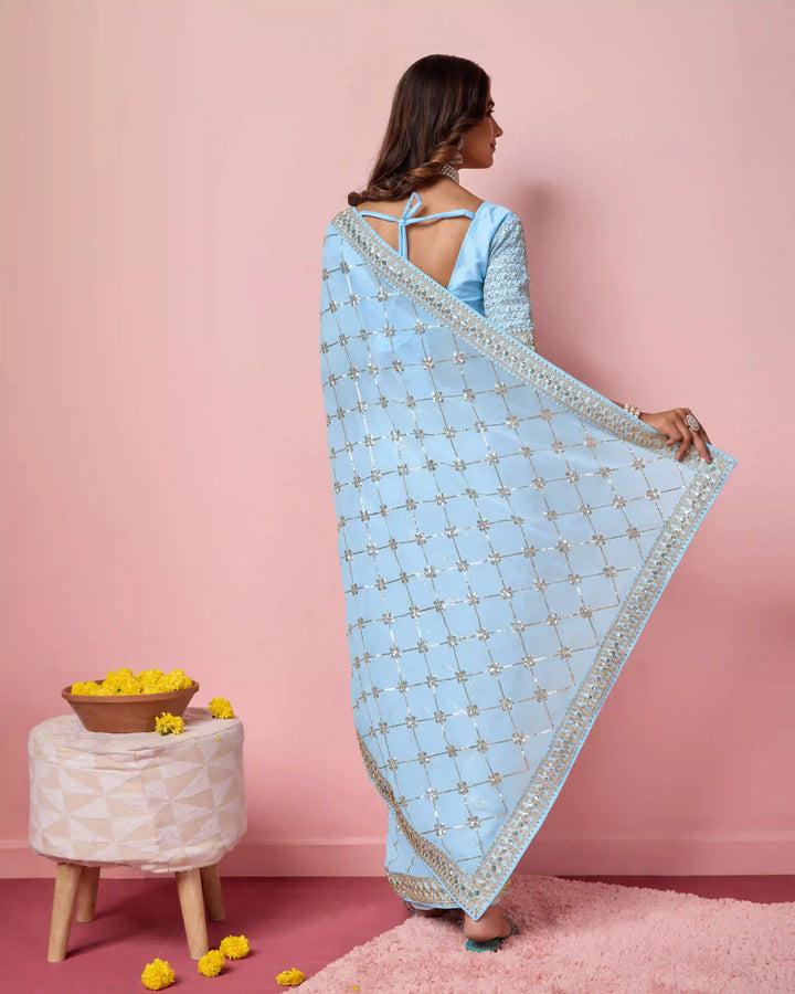 Designer Georgette Saree with Embroidery | Perfect for Weddings & Events