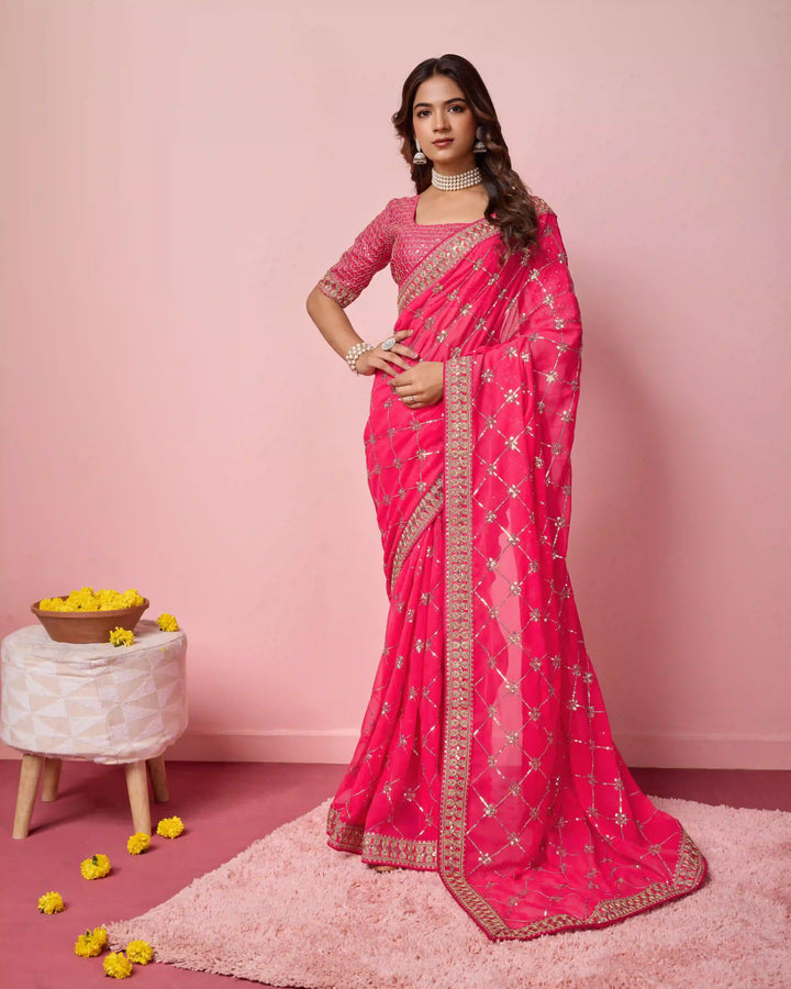 Designer Georgette Saree with Embroidery | Perfect for Weddings & Events