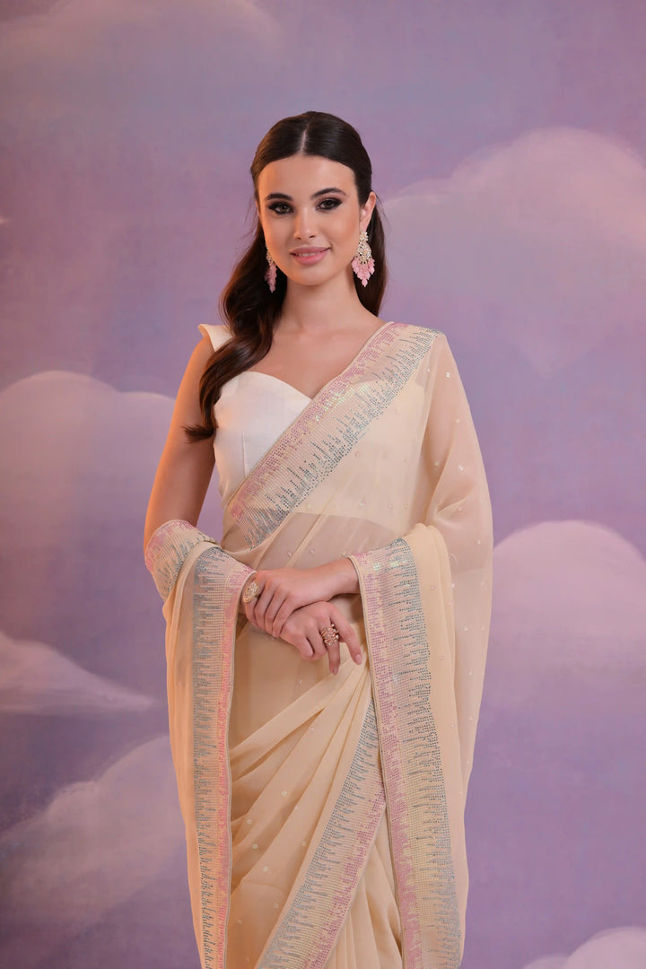 Designer Georgette Saree with Sequins & Embroidery | Perfect for Weddings & Parties