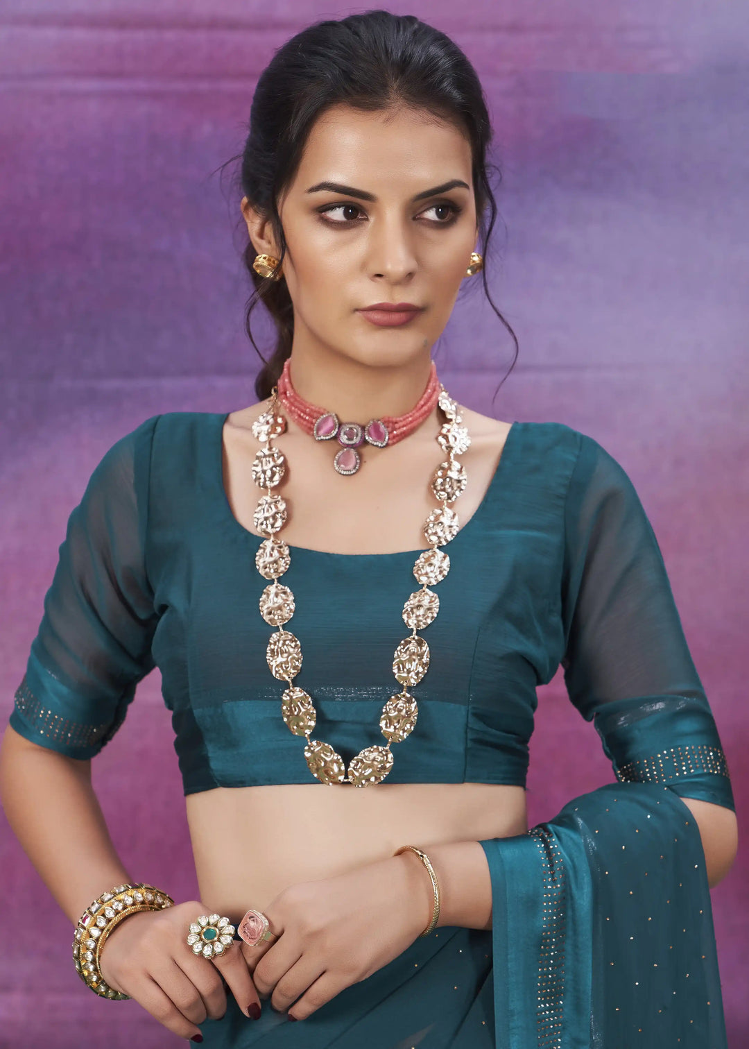 Designer Chiffon Saree with Swarovski Work | Elegant Wedding & Party Wear