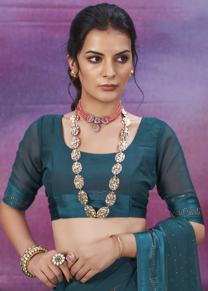 Designer Chiffon Saree with Swarovski Work | Elegant Wedding & Party Wear